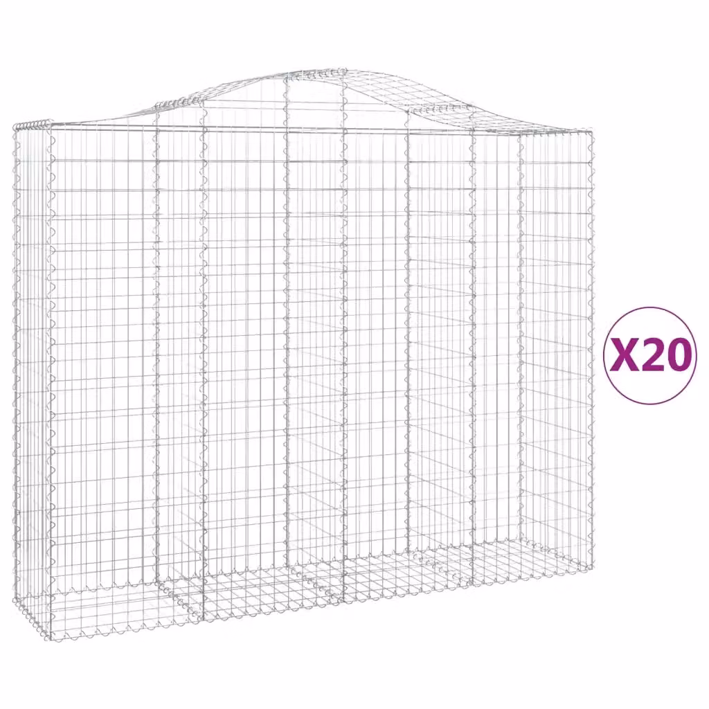 Set di 20 Cesti Gabbioni ad Arco vidaXL in Acciaio Zincato Argento L/P/H: 200 x 50 x 160/180 cm – 2