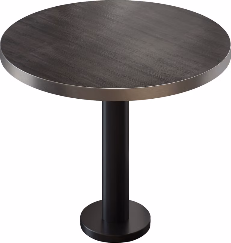 BML | Tavolino da bistrot | Ø: 80 x 75 cm | Wengé / Nero | Rotondo | Bordo in acciaio inossidabile | Tavolino da bistrot / Tavolo da ristorazione
