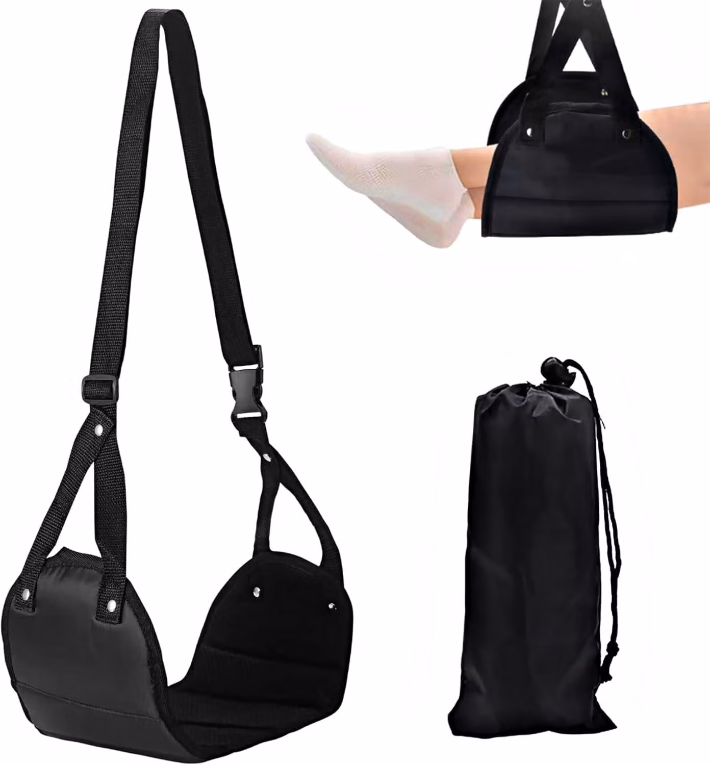 Supporto per i piedi regolabile per aereo, con imbottitura in memory foam, portatile, ideale per i viaggi