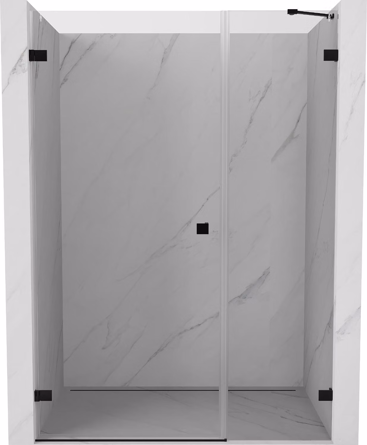 Mexen Lunar-B porta doccia a battente sinistra 110 cm, trasparente, nero - 832S-110-050-70-00-L