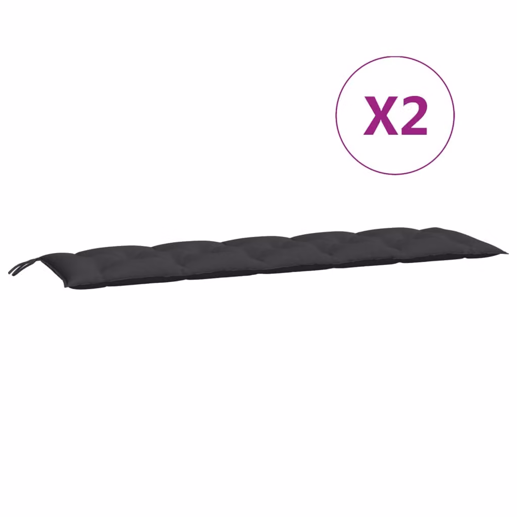 Cuscini Panca da Giardino 2pz Neri 180x50x7cm Tessuto Oxford