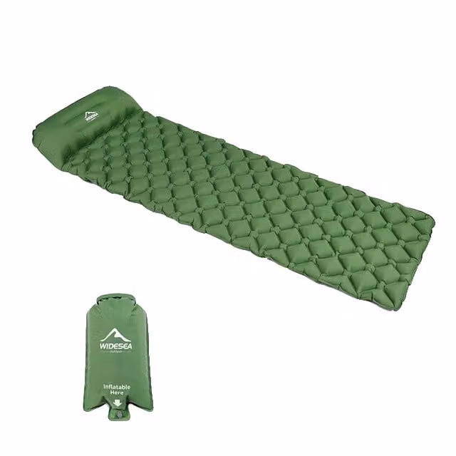 Materassino da campeggio, design gonfiabile, ultraleggero e portatile, verde con airbag