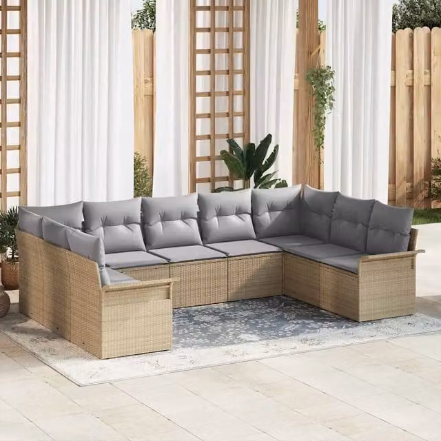 Set Divano da Giardino con cuscino Beige polyrattan 3345520