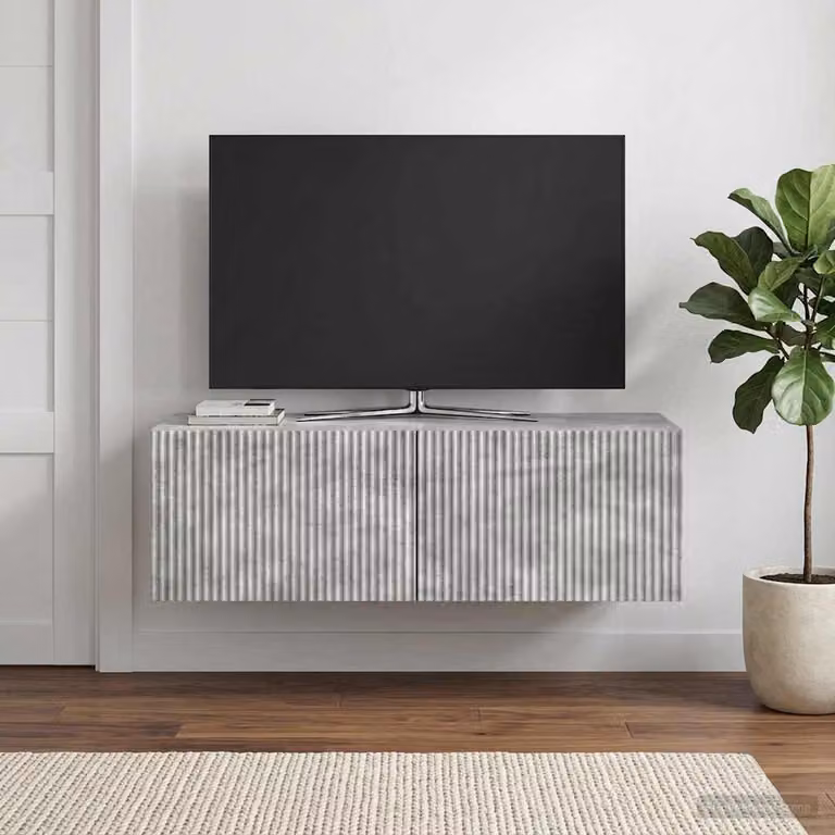 vidaXL Mobile Porta TV da Muro Moderno in MDF Grigio, L 98 cm x P 41 cm x H 30 cm