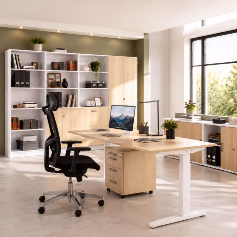 Scrivania bümö serie XB - Dimensioni: 120 x 80 cm, finitura: grafite, struttura: bianco/alluminio lucido