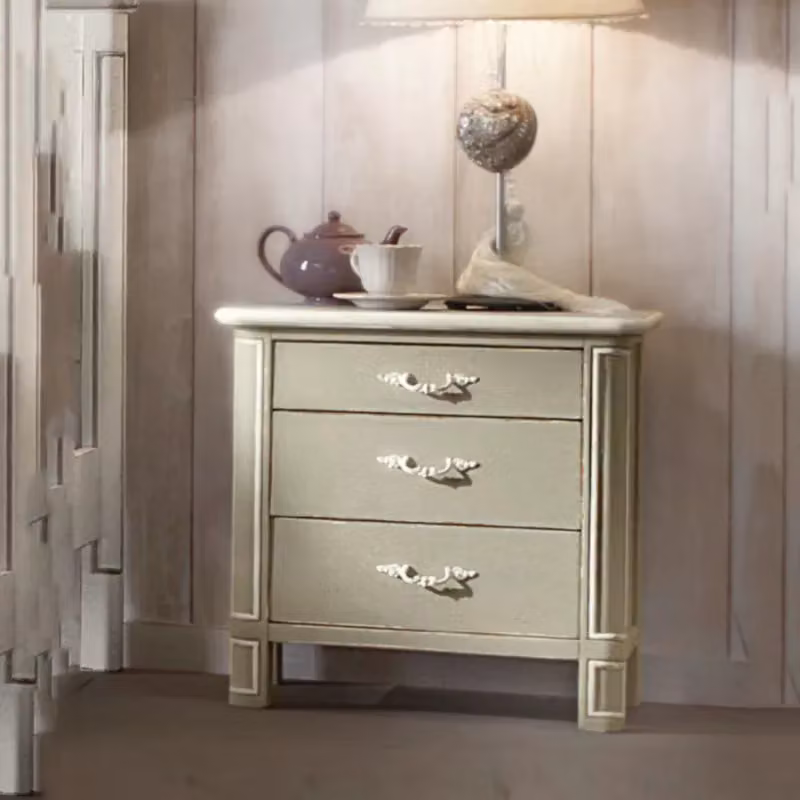 Comodino in legno con 3 cassetti in stile shabby chic Mobili 2G L: 59 cm, P: 42 cm, H: 61 cm – 2