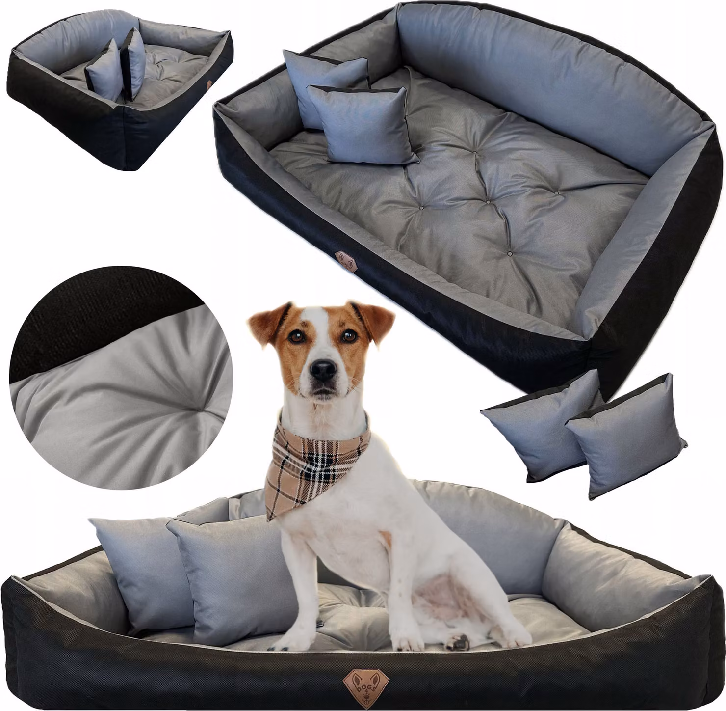 Cuccia per cani Sofa impermeabile 100x75 cm Shell Con lettiera Cuscini Divano Grigio