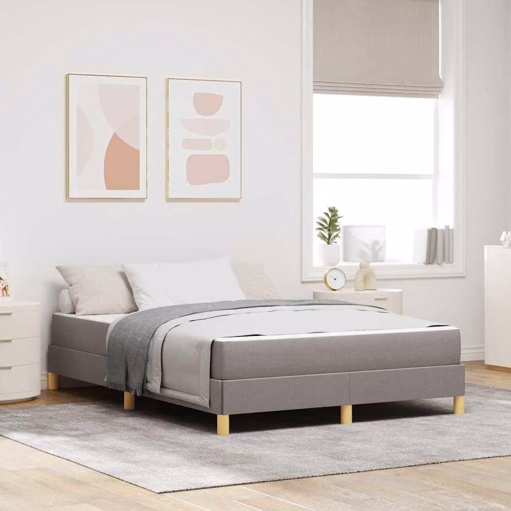 Letto con rete a molle "Maison Exclusive", color taupe, 140 x 190 cm, rivestito in tessuto