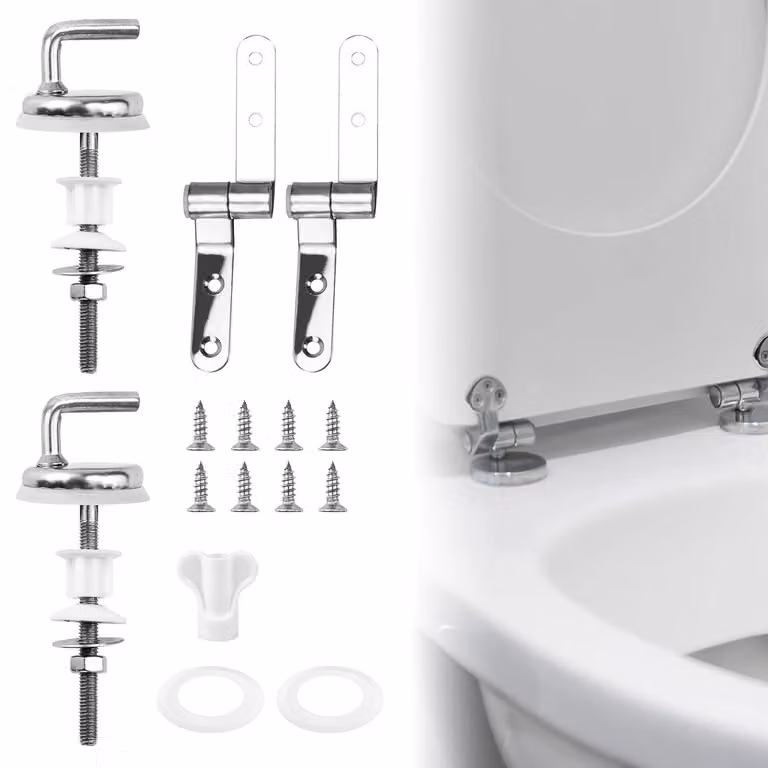 Kit di fissaggio per copriwater in acciaio inossidabile, 2 pezzi, completo di viti e guarnizioni, per il bagno