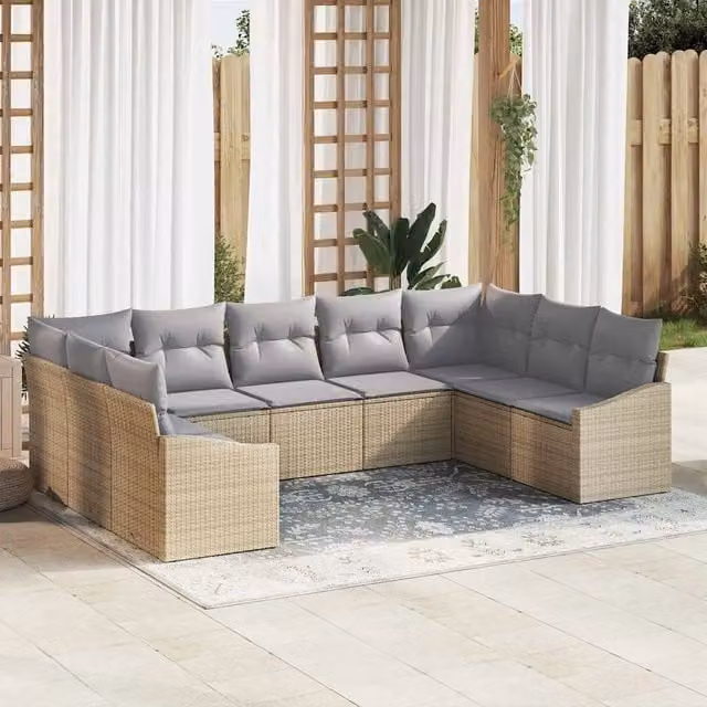 Set di divani 9 pz Beige polyrattan 3346880