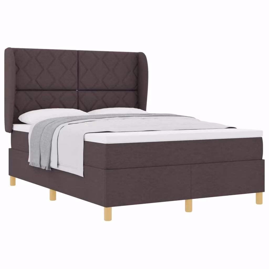 Letto Ibrido con Testiera in Tessuto Marrone Scuro vidaXL L/P: 160 x 200 cm – 2