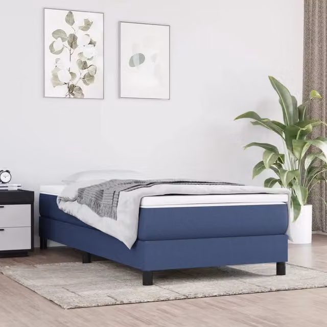 Giroletto a molle con materasso vidaXL blu e bianco per adulti L/P/H: 190 x 90 x 25 cm