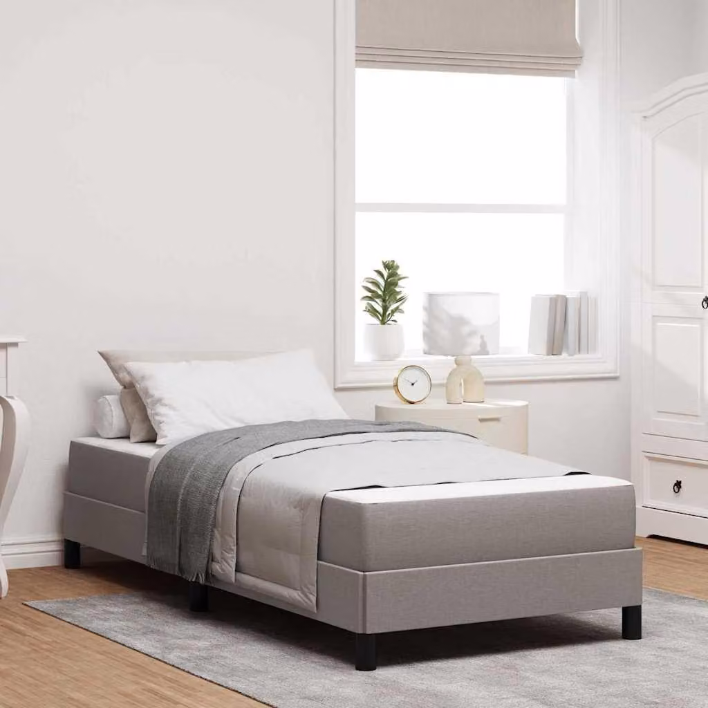 Letto a molle insacchettate "Maison Exclusive", color tortora, 90 x 190 cm, rivestito in tessuto