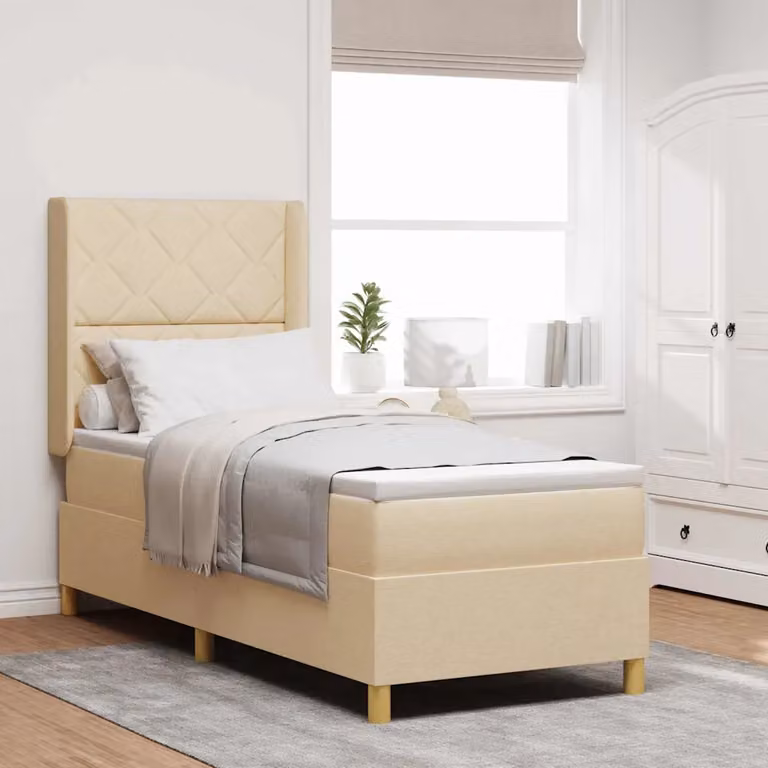 Letto a molle con strisce LED e porta USB vidaXL, colore beige, L 80 x P 200 cm