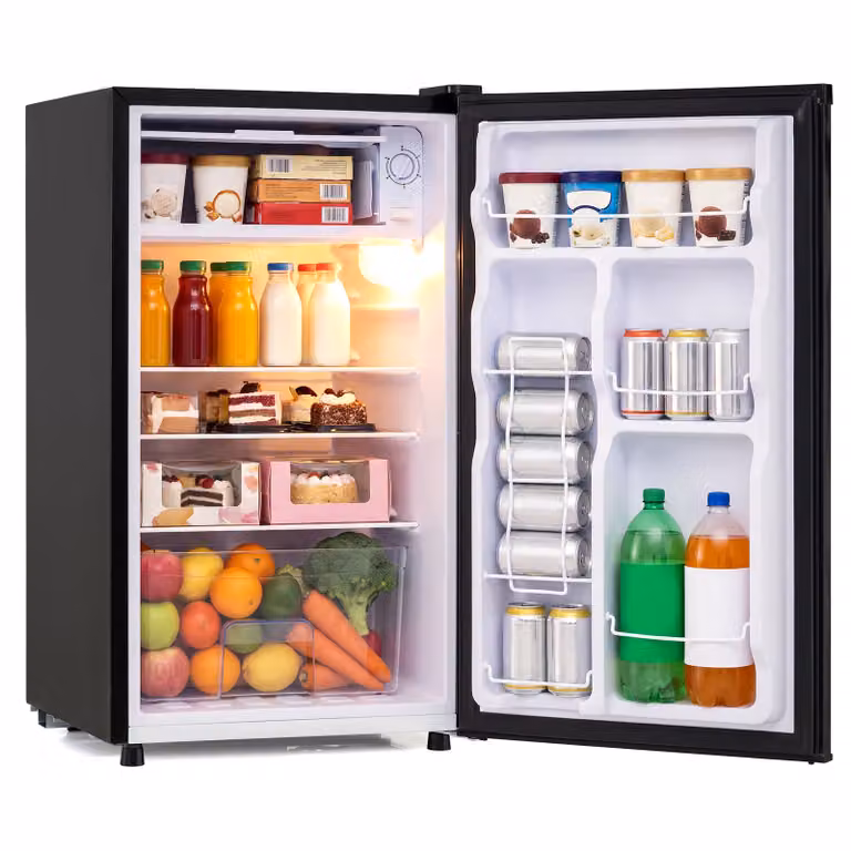 Mini Frigo Costway Nero con Congelatore da 25l e Capacità Totale di 98l, Temperatura Regolabile a 5 Livelli e Porta Reversibile