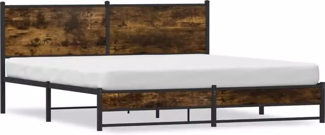 Letto matrimoniale Design In in metallo e legno Rovere Fumo L: 160 cm, P: 200 cm