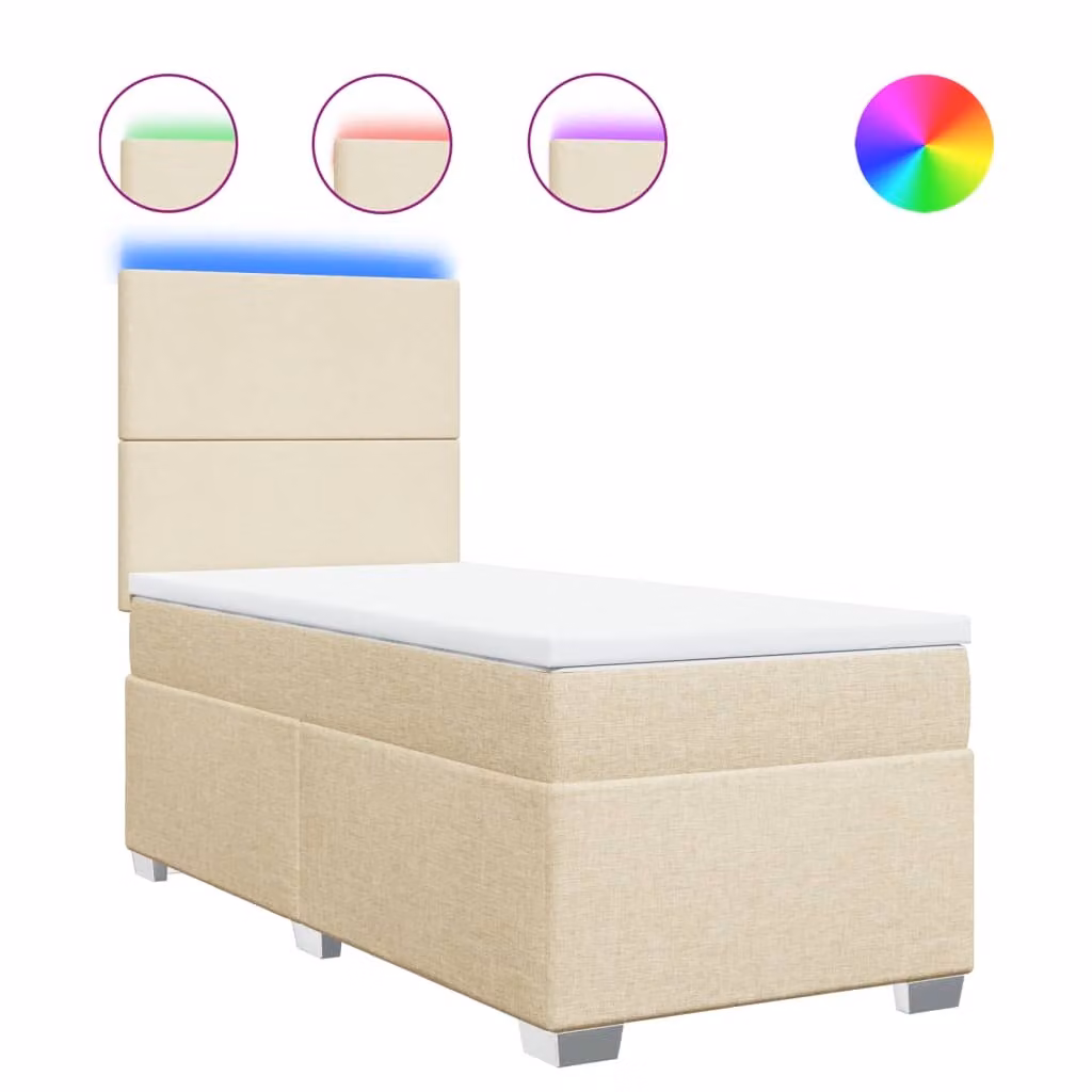 Giroletto a Molle con Materasso Crema 90x190 cm in Tessuto