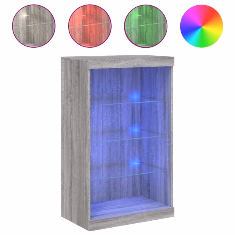 Credenza con Luci LED Grigio Sonoma 60,5x37x100 cm