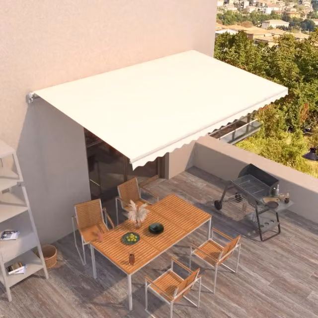 Tenda da sole retrattile manuale vidaxl in alluminio e poliestere, colore crema, L: 500 cm, P: 300 cm