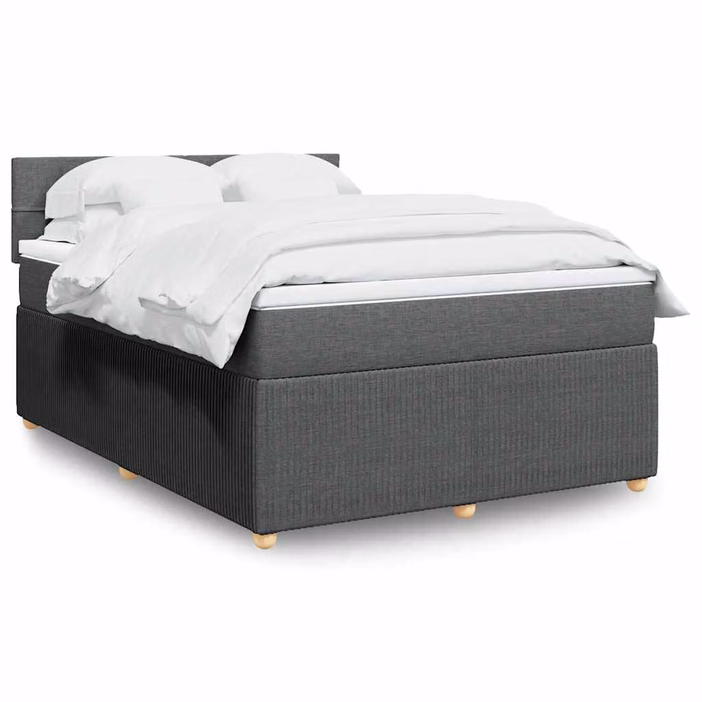 vidaXL Giroletto a Molle con Materasso Ibrido in Tessuto Grigio e Bianco L/P/H: 160 x 200 cm