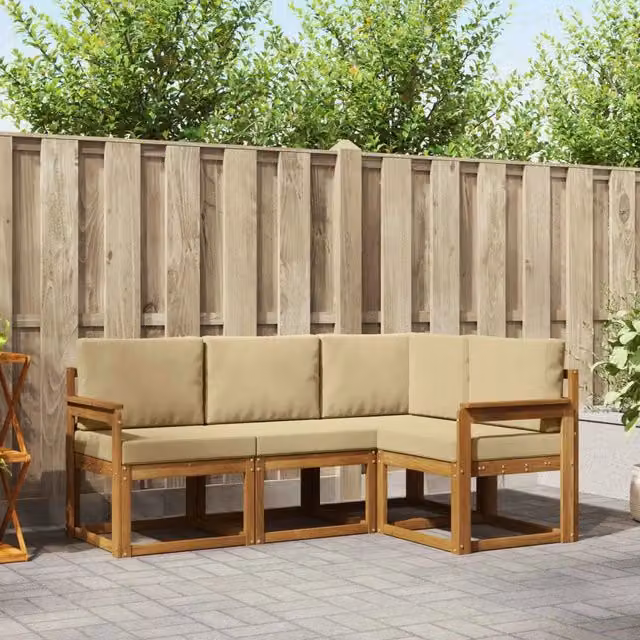 Set di divani da esterno 4 pz Naturale e Beige 3366316