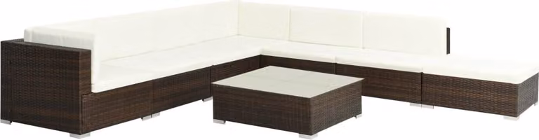 vidaXL set salotto da giardino 8 pezzi con cuscini in poly rattan marrone