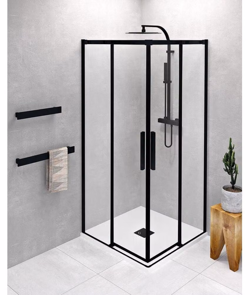 ALTIS LINE BLACK Cabina doccia angolare 900x900 mm, ingresso ad angolo, vetro trasparente