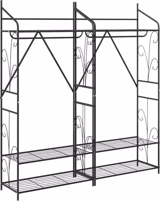 Set di 2 Armadi Aperti Design In Neri con Ripiani e Appendiabiti L/P/H: 78 x 36 x 158 cm CFW8604410