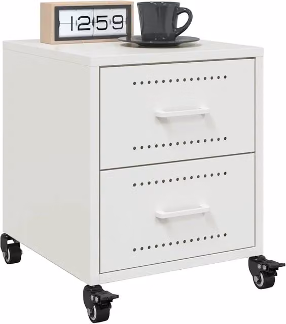 Comodini 2 pz-Set di 2 Tavolino da notte Bianchi 36x39x43,5 cm in Acciaio 506276