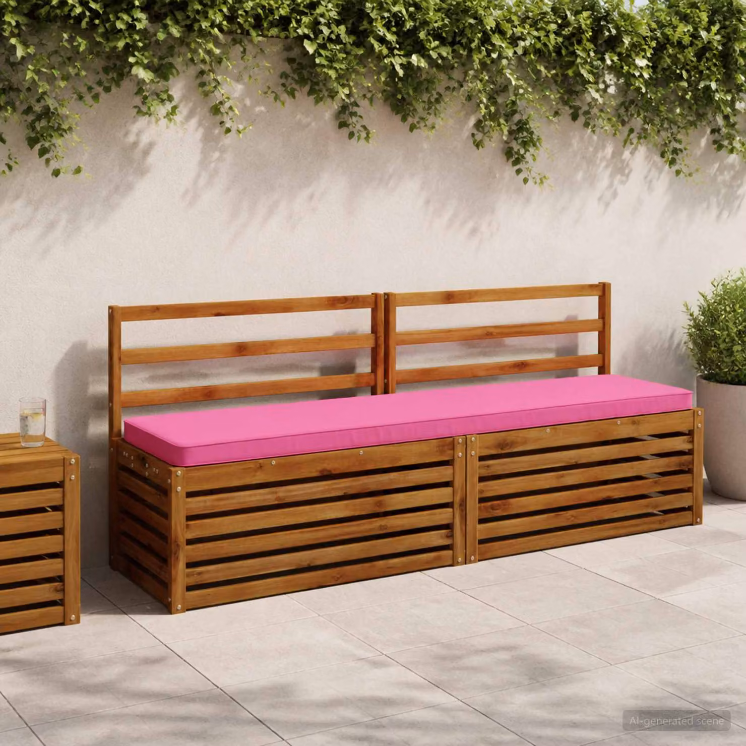 Set di 2 cuscini per panchina vidaXL VUGHT in poliestere rosa con rivestimento rimovibile e resistente ai raggi UV