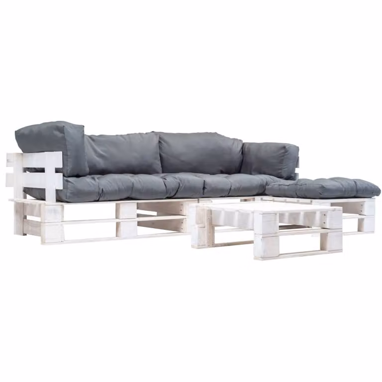Maison Exclusive - Set da salotto a 4 pezzi con cuscini in grigio legno