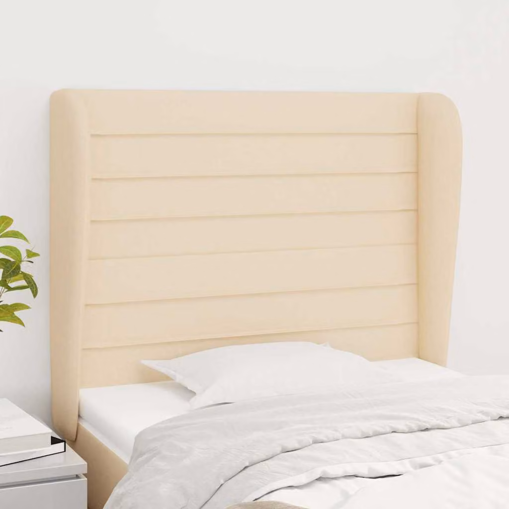 Testiera ad orecchio vidaXL in tessuto beige L: 103 cm, P: 23 cm, H: 118/128 cm