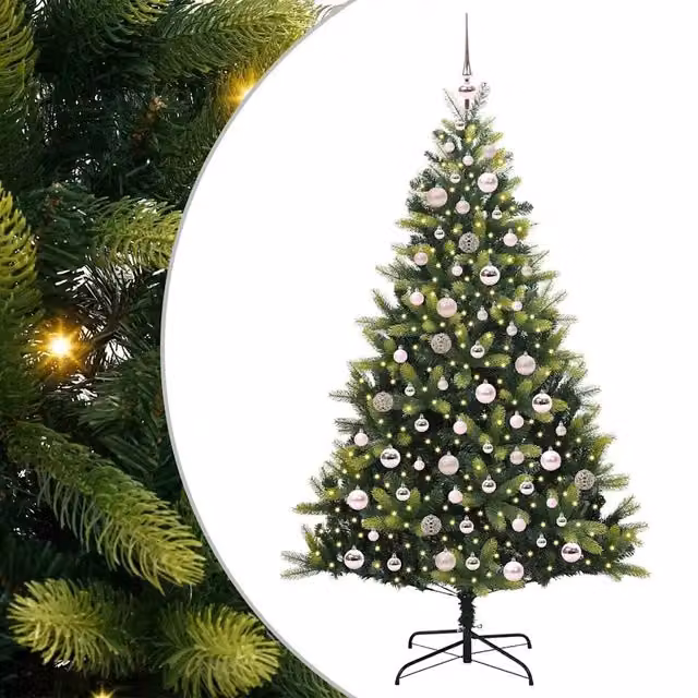Albero di Natale artificiale moderno vidaXL verde con 300 LED luce bianca calda, Altezza: 180 cm