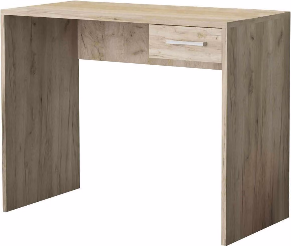 Milani Home - scrivania moderna con cassetto 90 x 45 x 74 cm, rovere grigio, per studio e ufficio
