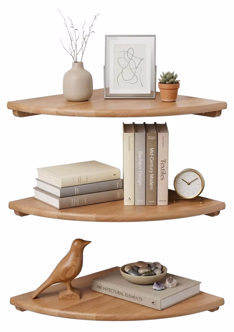 Omgoods - Scaffale angolare in legno di noce per spazio di stoccaggio aggiuntivo
