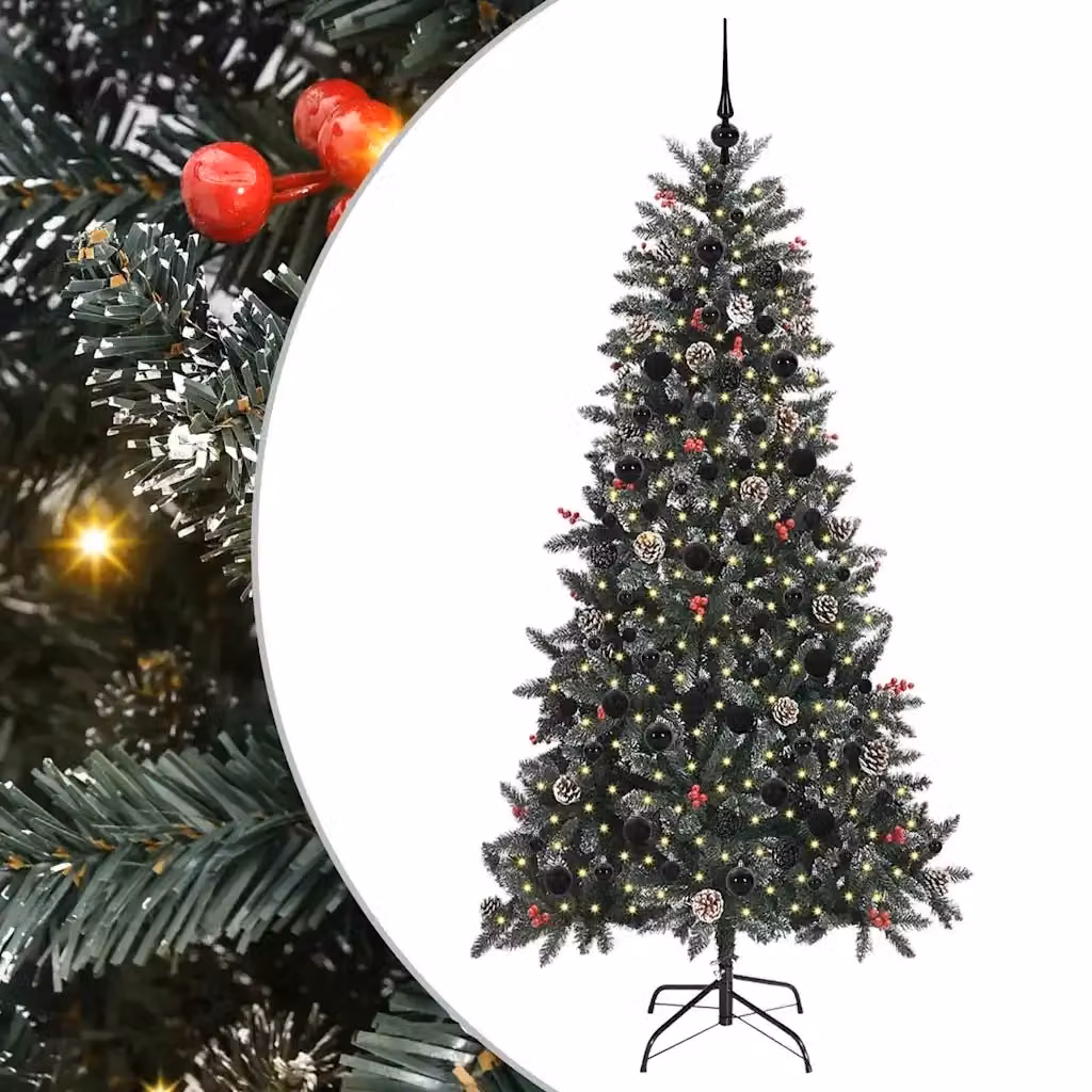 Albero di Natale artificiale verde vidaXL con 300 LED luce bianca calda, Altezza: 210 cm, Diametro: 114 cm – 2