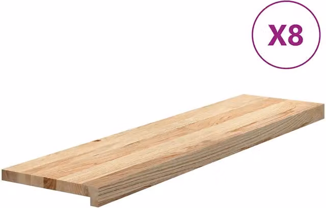 Gradini 8 pz | Tappetini per scale autoadesivi 100x30x2 cm in Rovere Massello Non Trattato