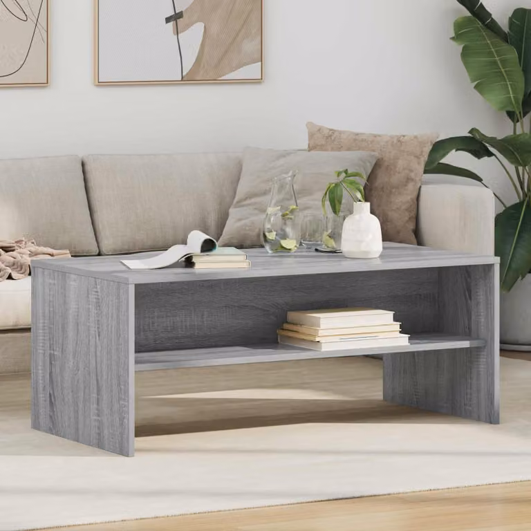 Tavolino da salotto moderno vidaXL in MDF laminato grigio L: 100 cm, P: 50 cm, H: 40 cm