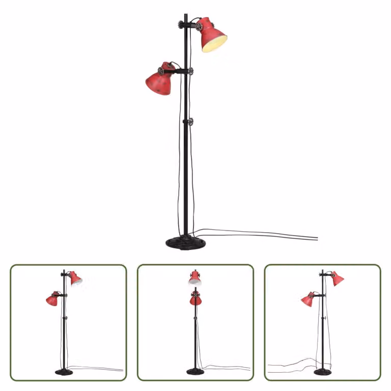 The Living Store Lampada da terra 25 W Rosso 25x25x90/160 cm E27