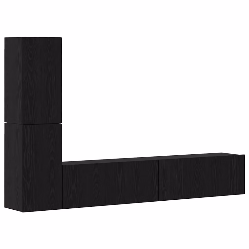 Set di 2 Mobile TV da parete vidaXL in legno MDF Rovere e Nero, design moderno per il tuo soggiorno, L 160 x P 39,48 x H 30 cm – 2