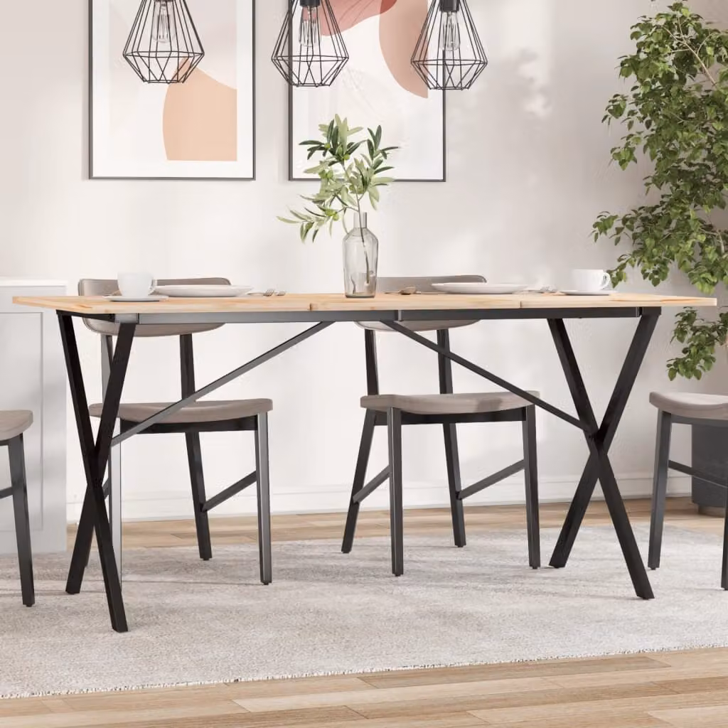 vidaXL Gambe per Tavolo da Pranzo a X in Metallo Verniciato Nero L: 140 cm, P: 60 cm, H: 73 cm