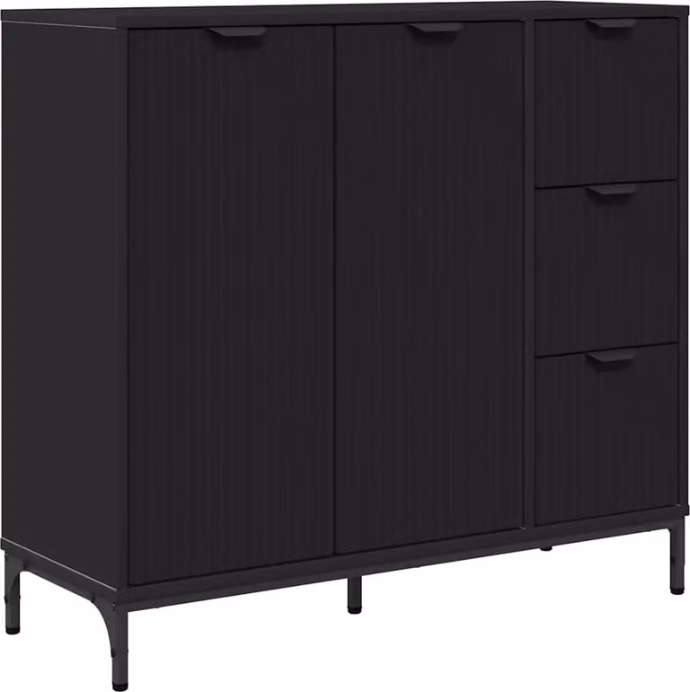 SYFAX™ Credenza con cassetto Nero 89,5 x 33 x 82 cm Legno multistrato