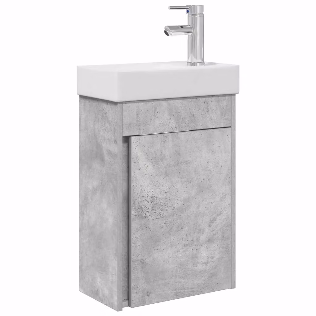 Mobile bagno moderno vidaXL con rubinetto, sospeso, Grigio e Bianco, L: 40,5 cm, P: 22,5 cm, H: 62 cm – 2