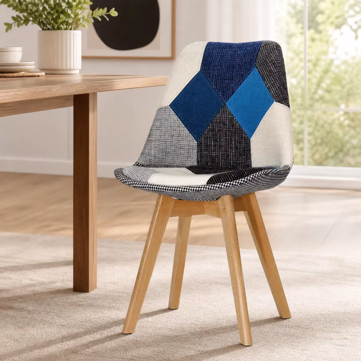Sedia Patchwork Multicolor VESTIAMO CASA con struttura in legno di faggio, H 82,5 x L 48,5 x P 51,5 cm – 2