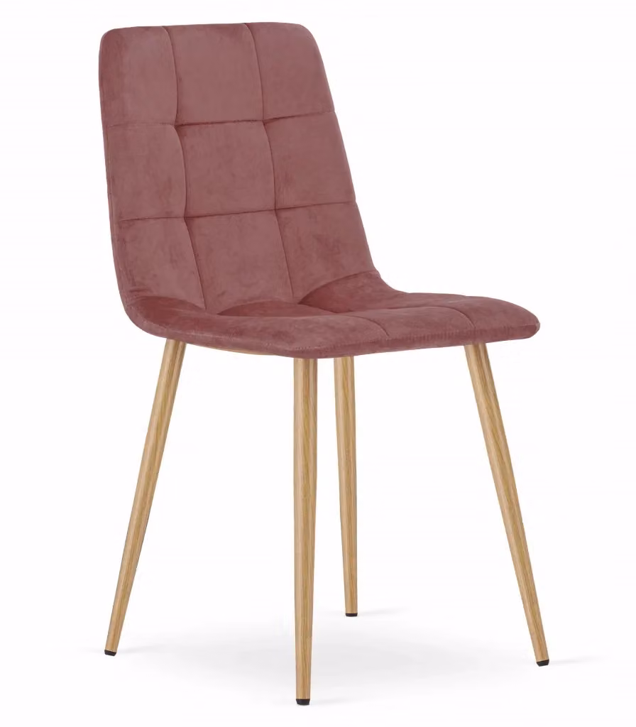 Set di 4 sedie Valora PYRA in velluto rosa con gambe in legno e design moderno – 2