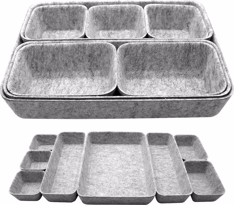 Set di organizer in feltro per caricabatterie - 8 pezzi - grigio scuro - versatile - pratico