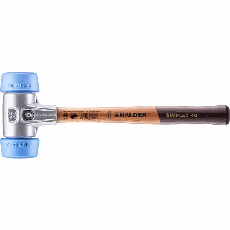 Mazza SIMPLEX soft-face con alloggiamento in alluminio e manico in legno, Ø 50:40, TPE-soft