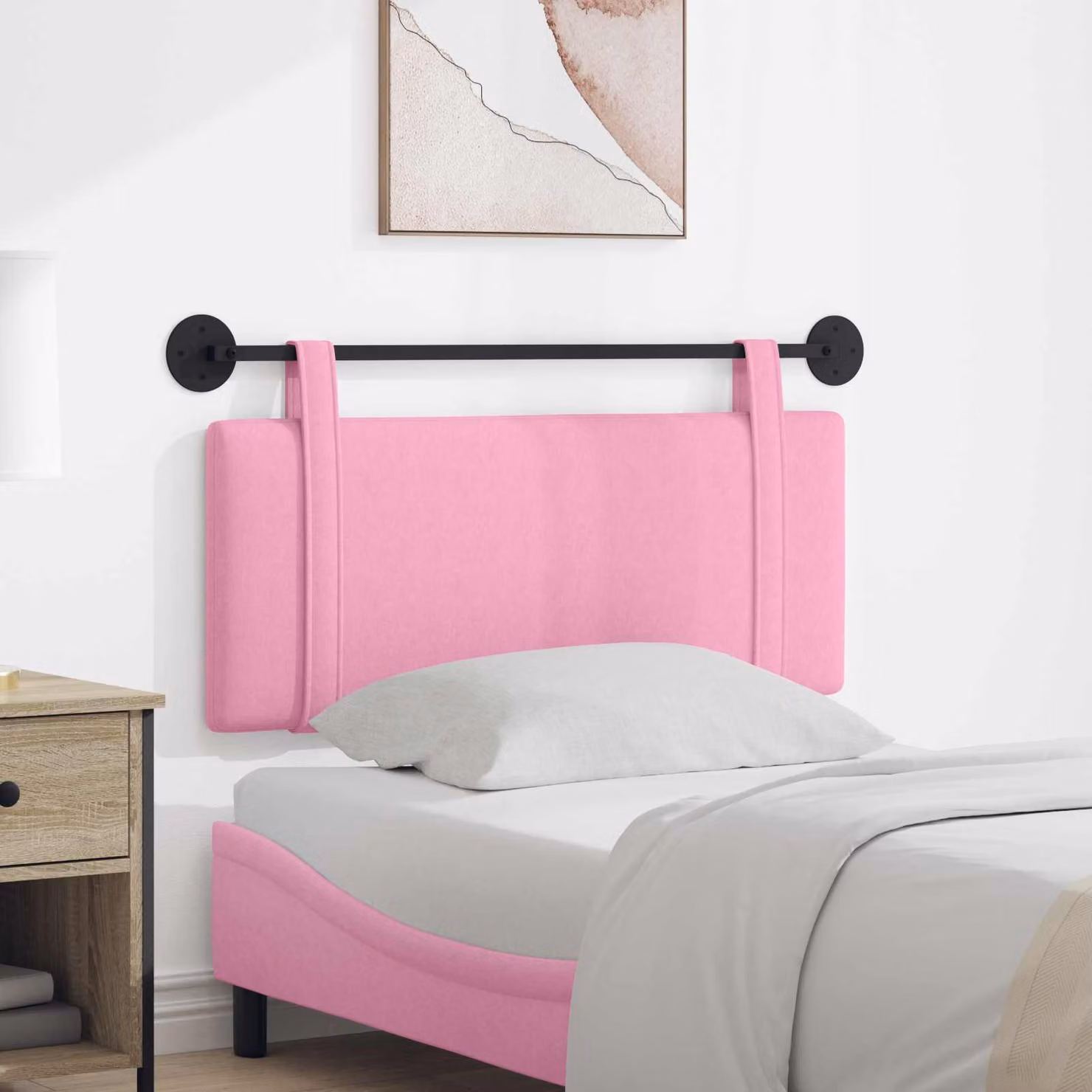 Testiera sospesa moderna vidaXL in tessuto rosa con pannello imbottito