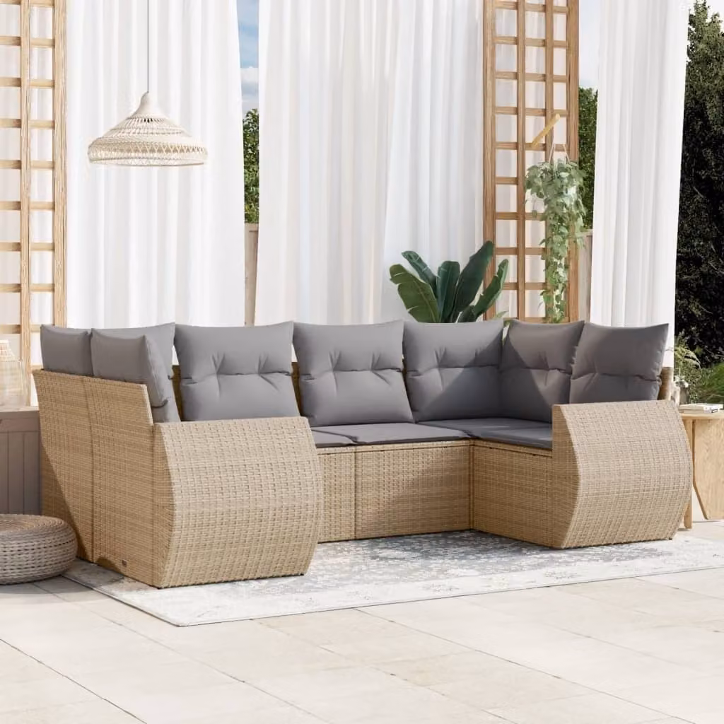 Maison Exclusive - Set Divano da Giardino 6 pz con Cuscini Beige in Polyrattan