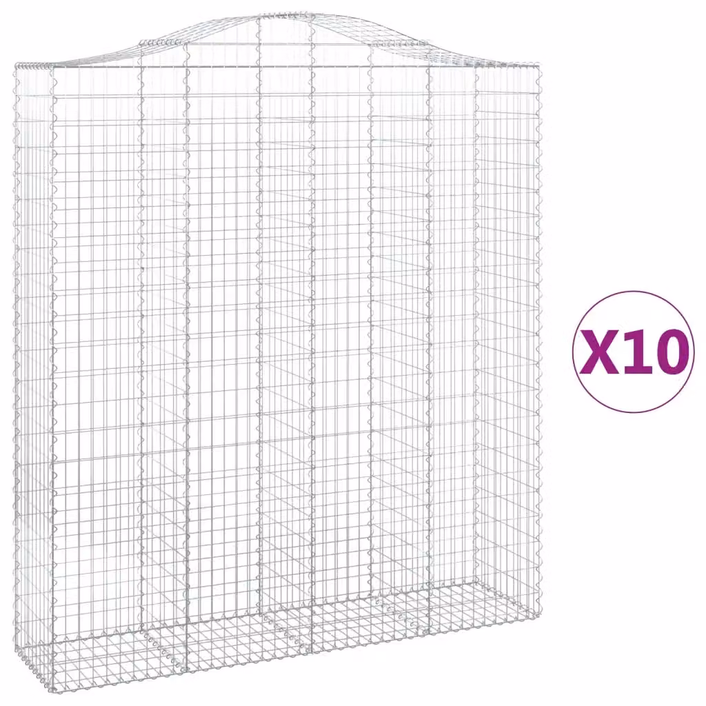 Set di 10 Cesti Gabbioni ad Arco Videx in Acciaio Zincato Argento L: 200 cm, P: 50 cm, H: 220/240 cm – 2